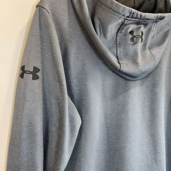Under Armour Mens Size M ColdGear Hoodie 1/4 Zip Sweatshirt Gray Fleece Pullover - Picture 8 of 9